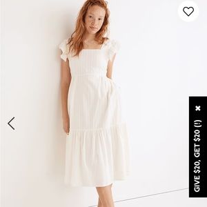 MADEWELL Womens Ivory Ruffle-Strap Tiered Midi Dress